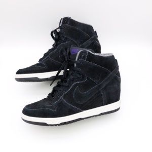 Nike Sky Hi Dunk Wedge Suede Sneakers.